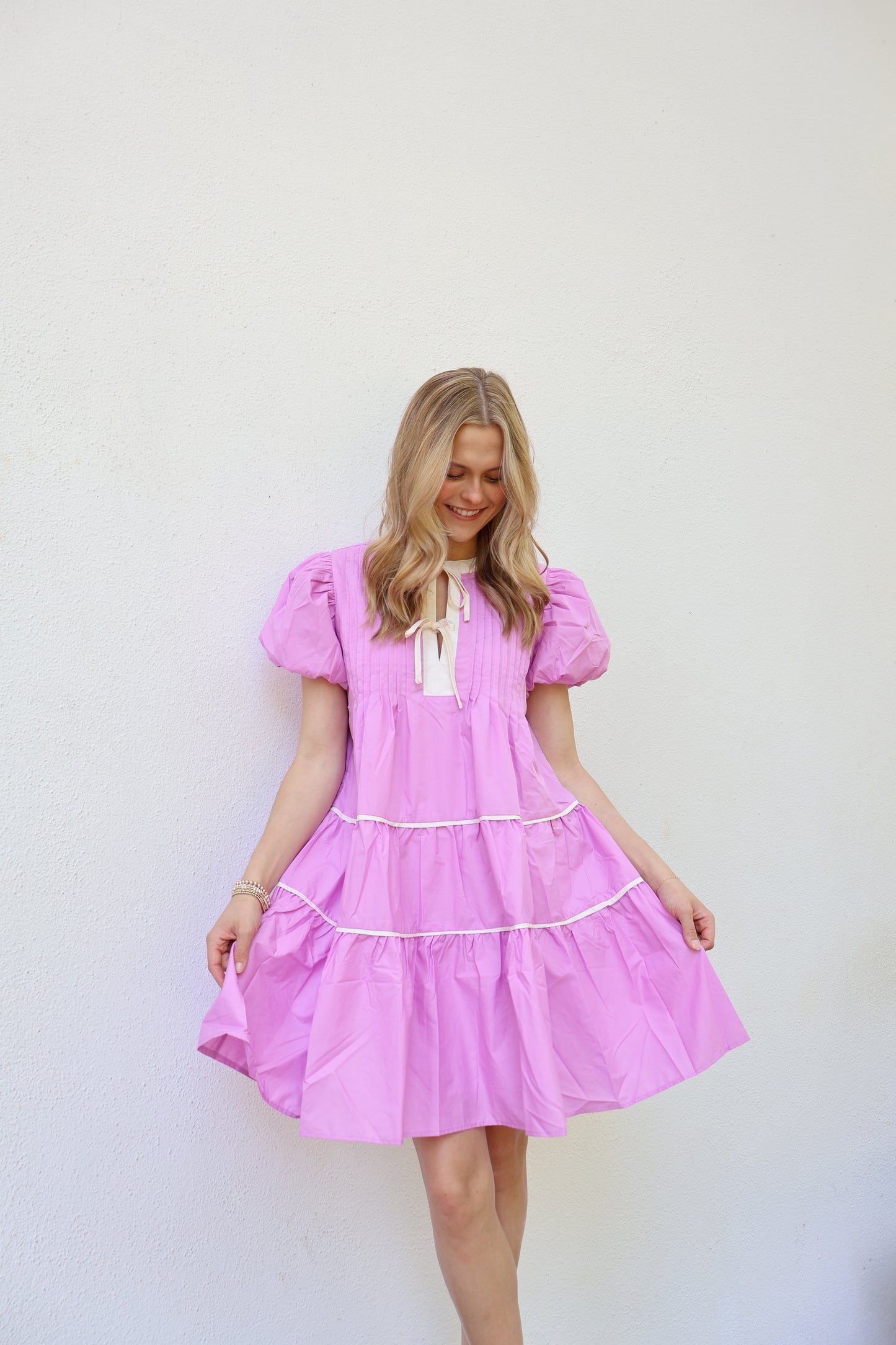 London Lilac Babydoll Mini Dress