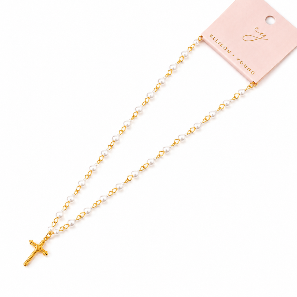 Hallelujah Pearl Cross Pendant Necklace