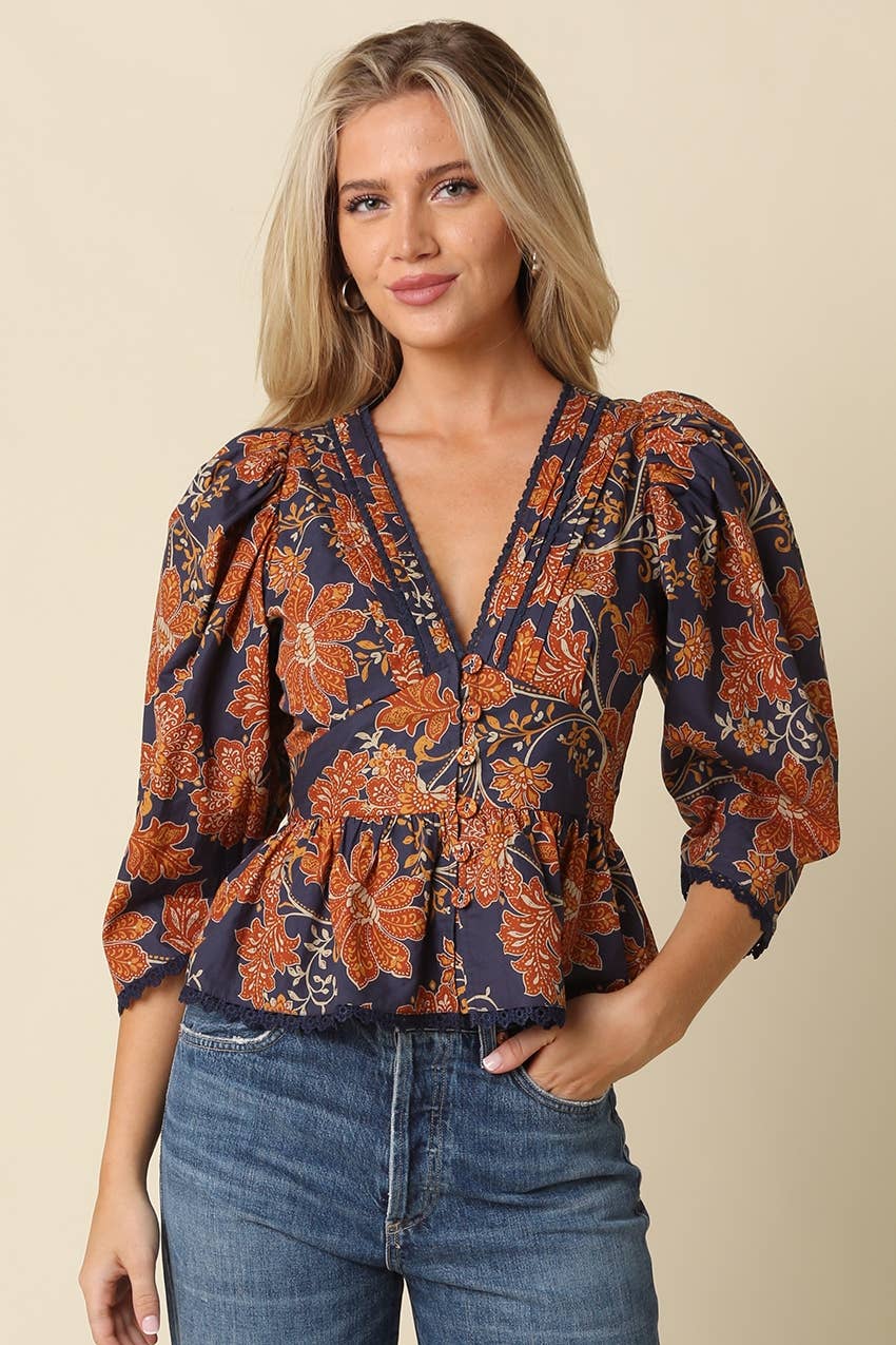 Adeline Floral Peplum Blouse