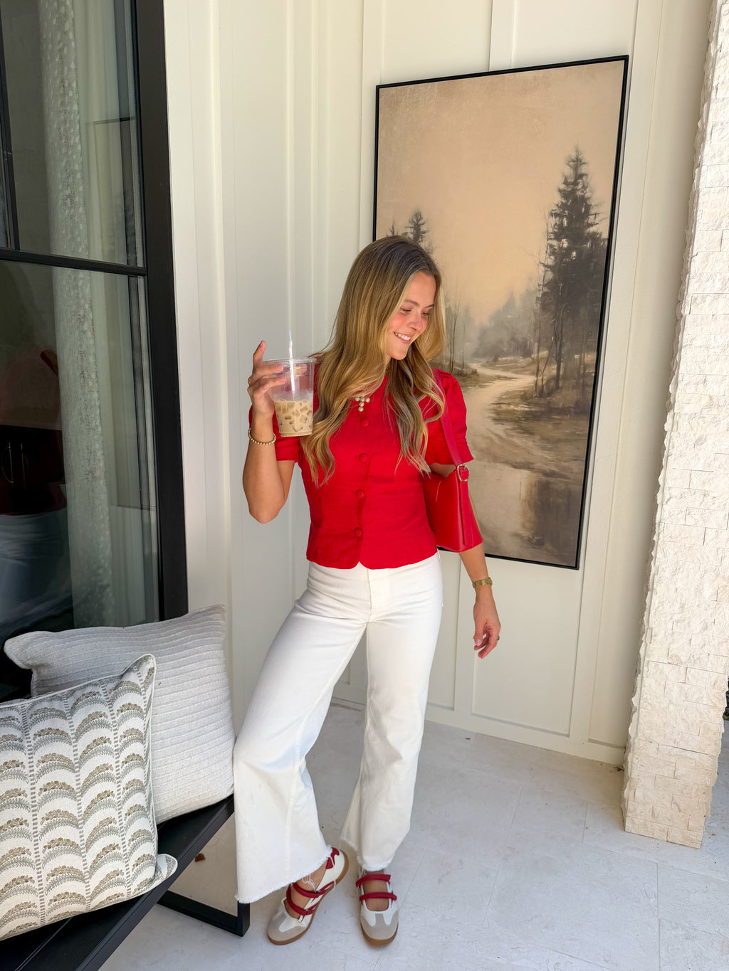 Della Button Front Top