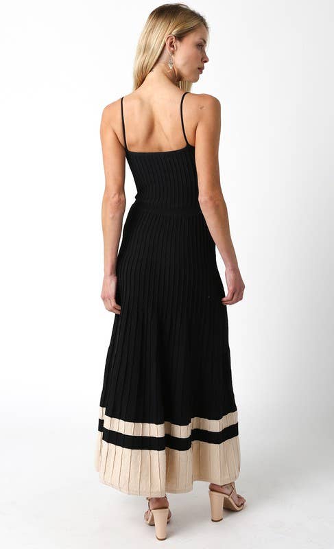 The Adelaide Knit Maxi Dress in Wine and Ecru