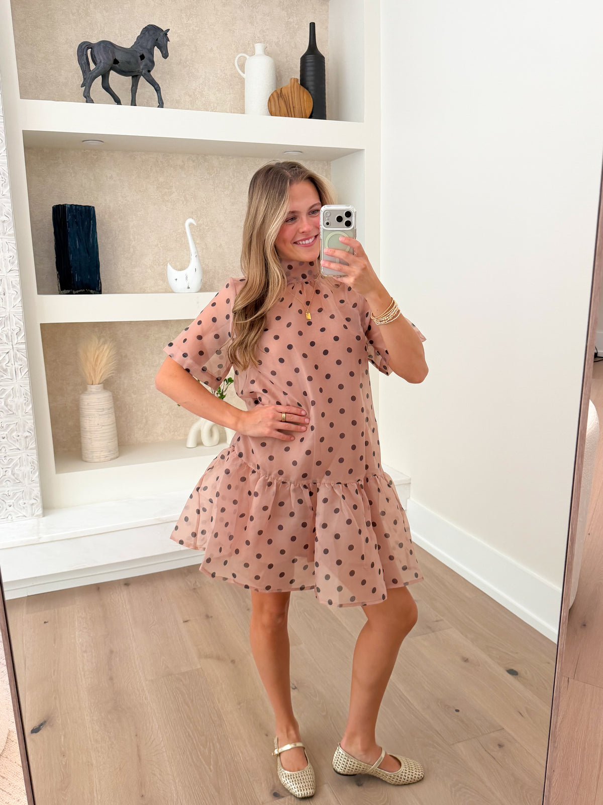 Blush Polka Dot Organza Dress