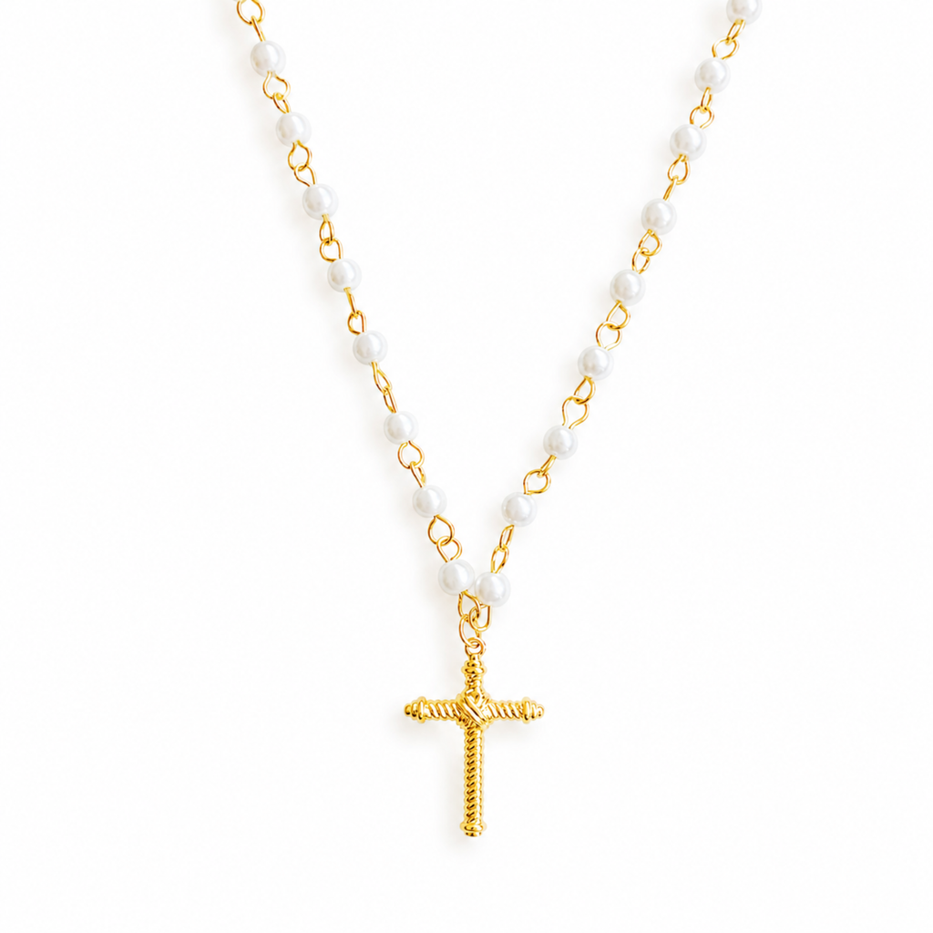 Hallelujah Pearl Cross Pendant Necklace