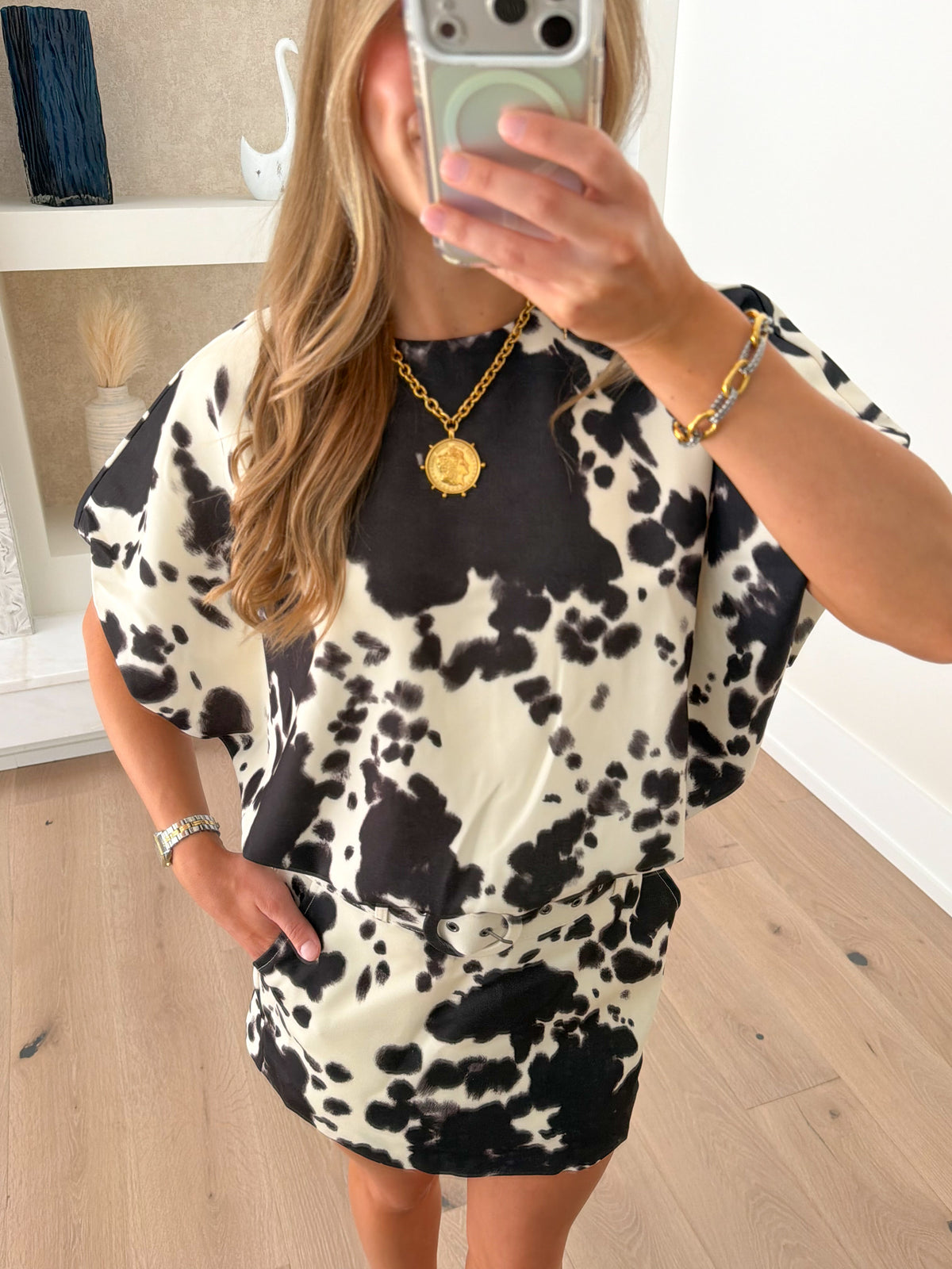Dakota Cow Print Skort Set