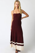 The Adelaide Knit Maxi Dress in Wine and Ecru