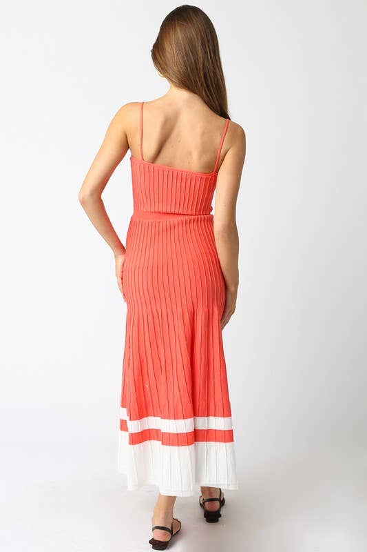 The Adelaide Knit Maxi Dress in Wine and Ecru