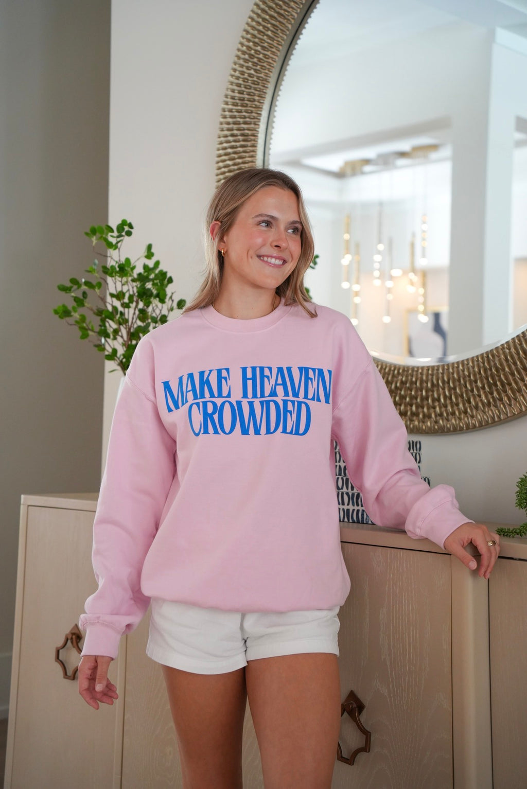 Make Heaven Crowded Puff Sweatshirt in Light Pink