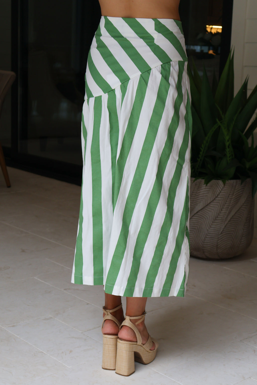 Sunday Stroll Asymmetrical Stripe Skirt