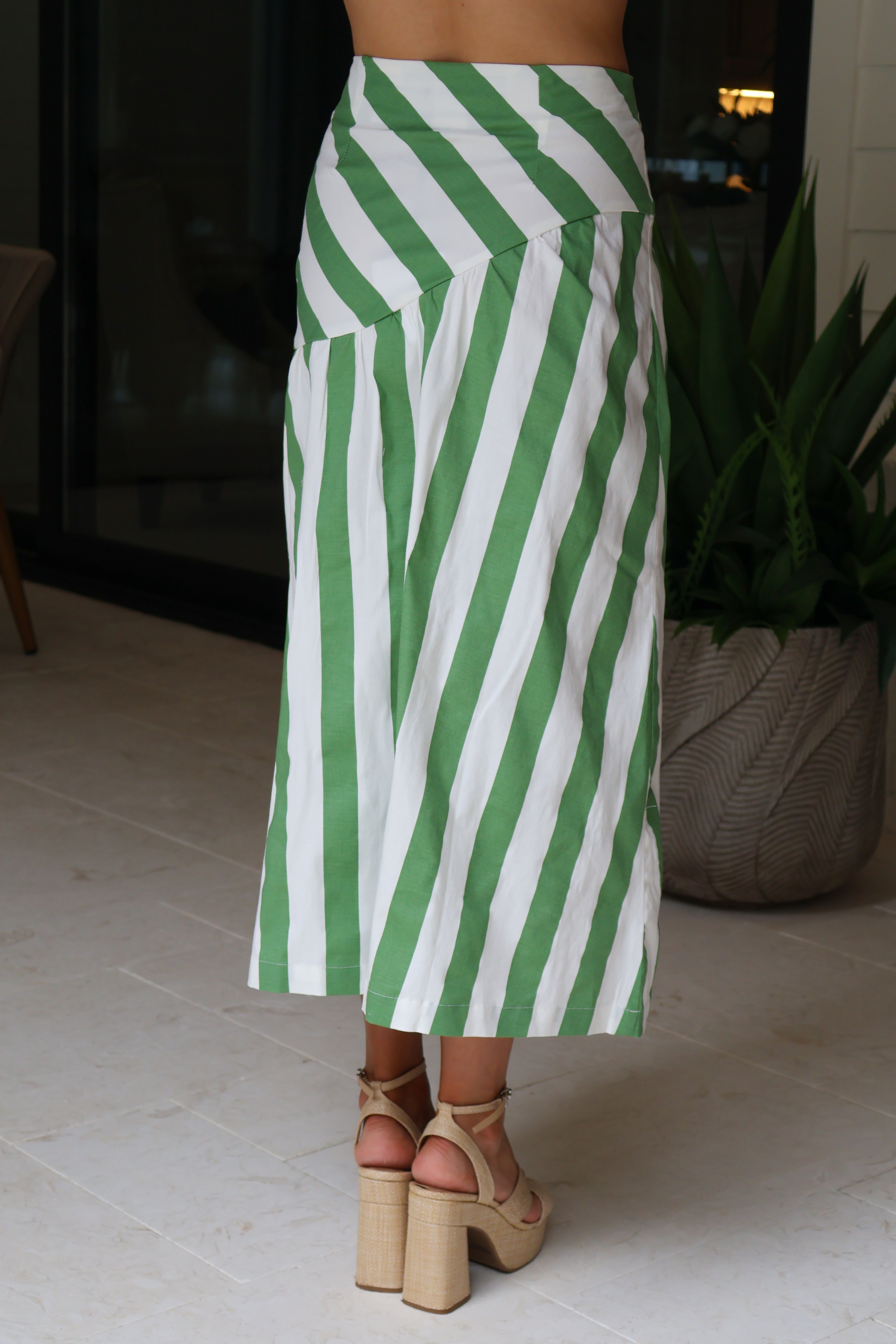 Sunday Stroll Asymmetrical Stripe Skirt