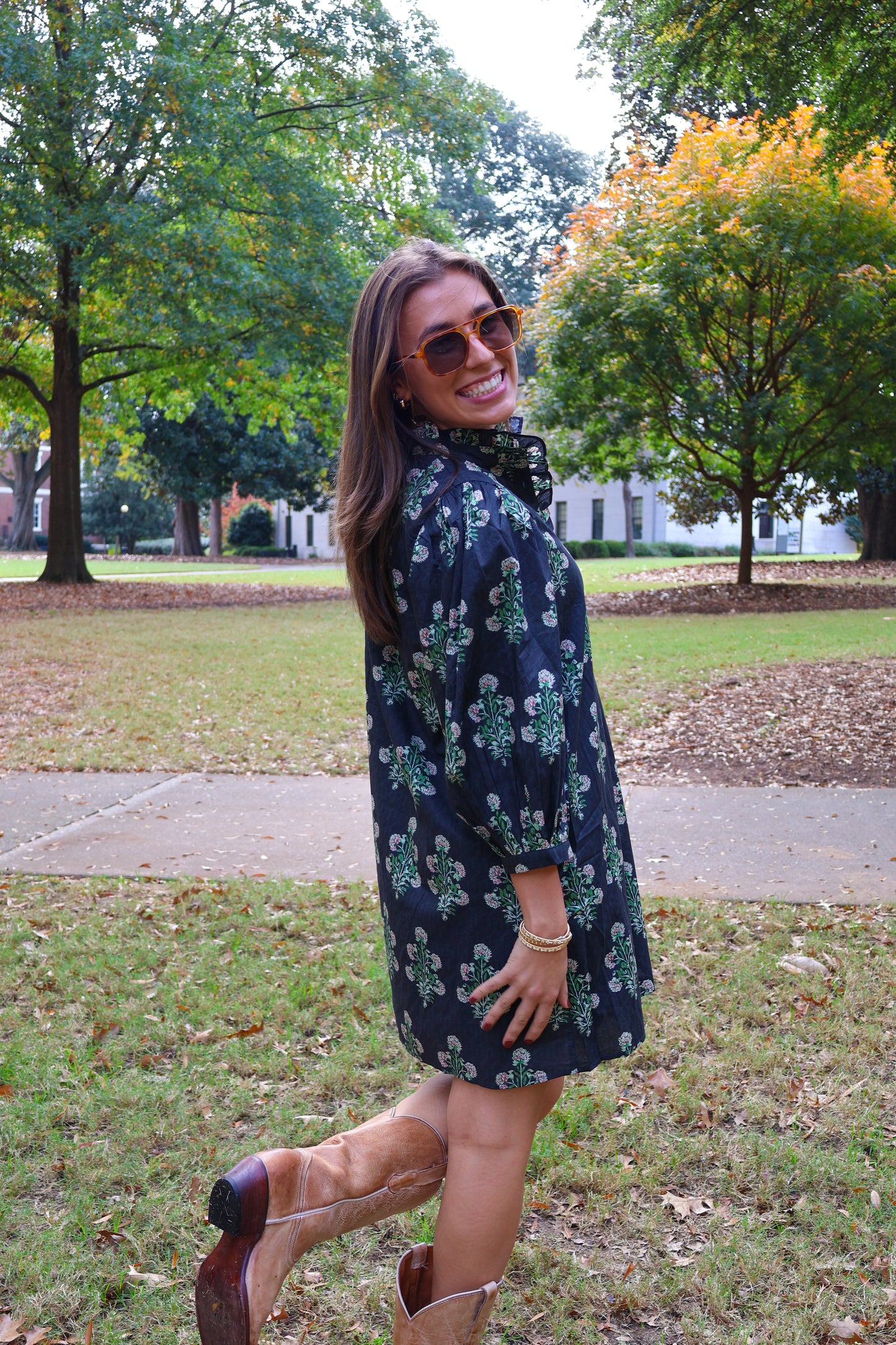 The Naomi Mini Dress — Black Floral