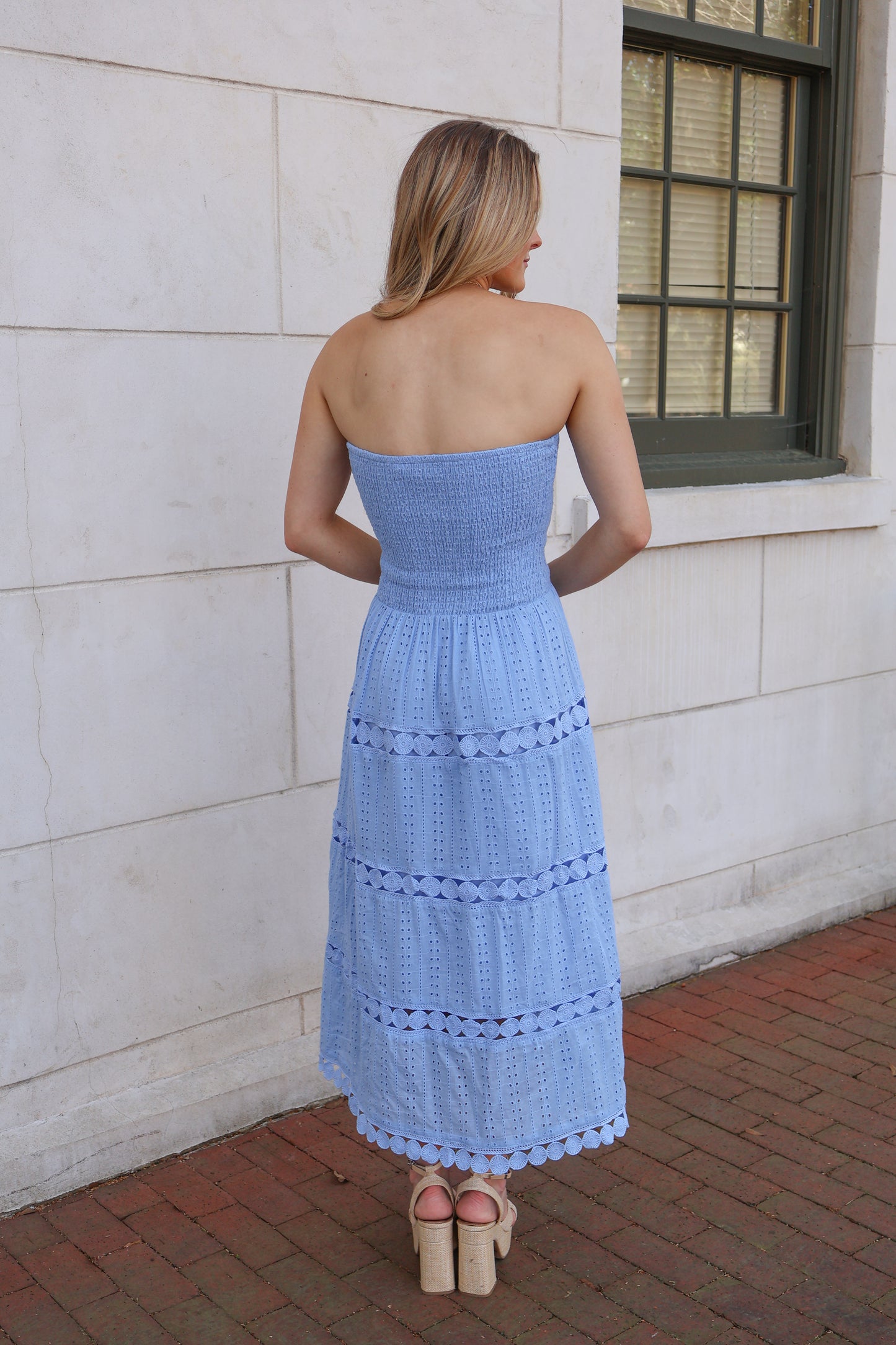 The Maren Eyelet Midi Dress - Chambray