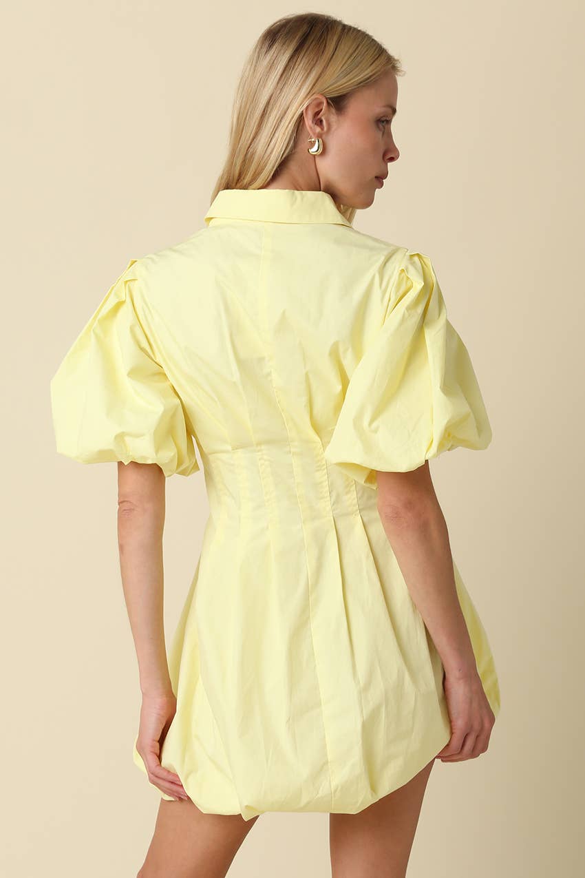 Lemon Drop Puff Sleeve Mini Dress