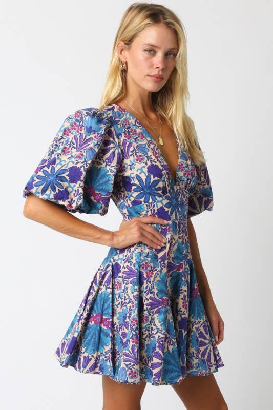 Ellison Floral Dress Cream/Purple