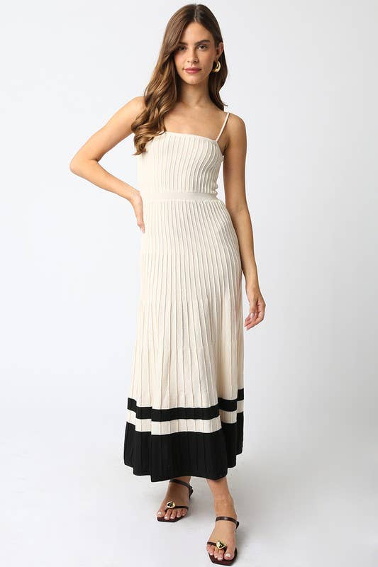 The Adelaide Knit Maxi Dress in Wine and Ecru