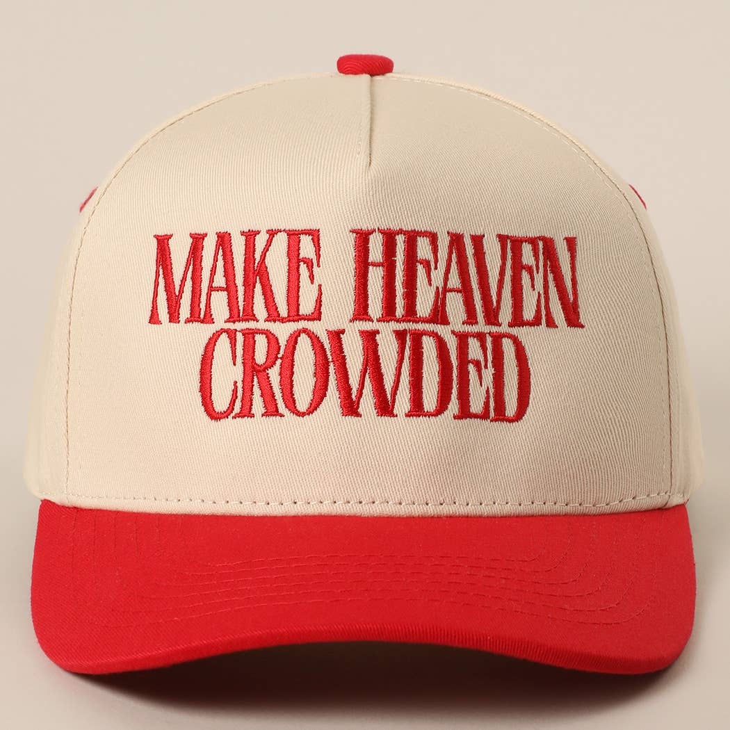 Make Heaven Crowded Embroidered Trucker Hat in Red