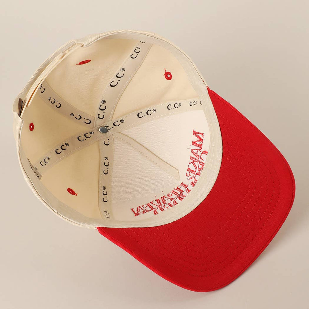 Make Heaven Crowded Embroidered Trucker Hat in Red