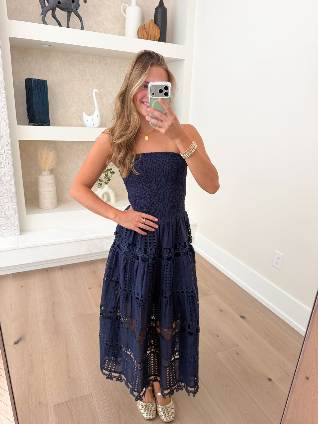 Evie Lace Tube Dress - Navy