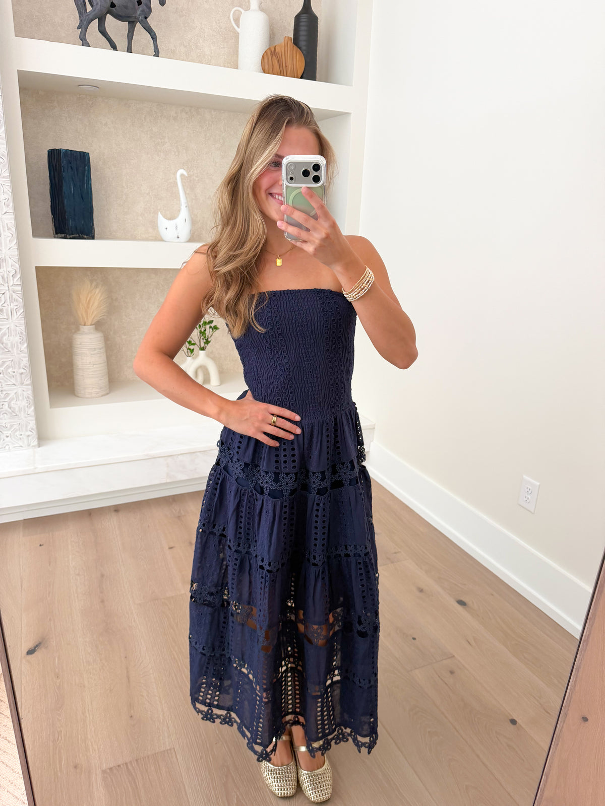 Evie Lace Tube Dress - Navy