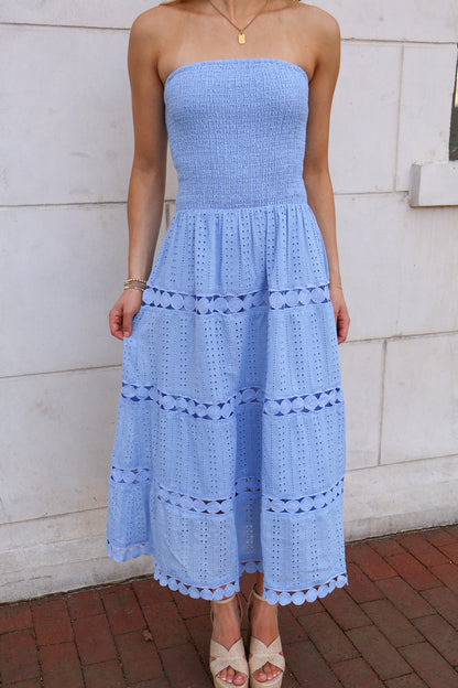 The Maren Eyelet Midi Dress - Chambray