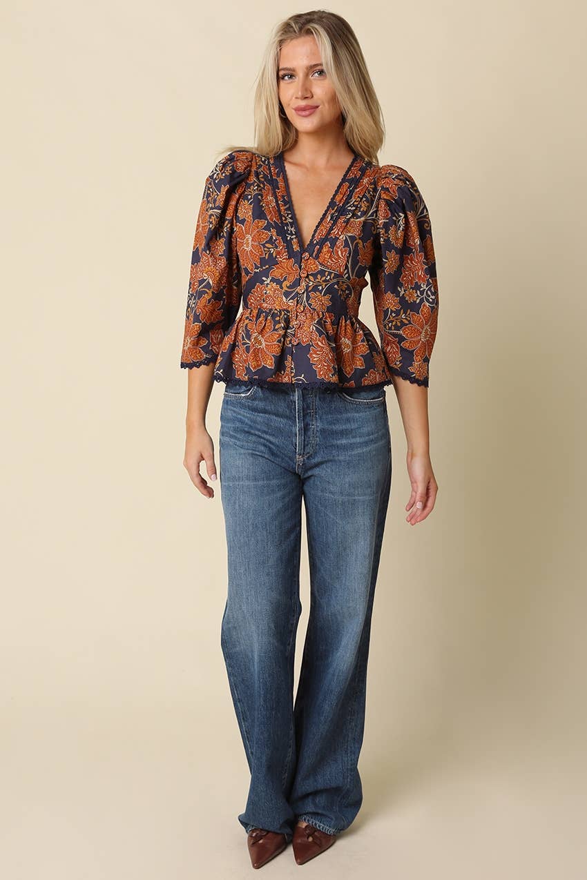 Adeline Floral Peplum Blouse