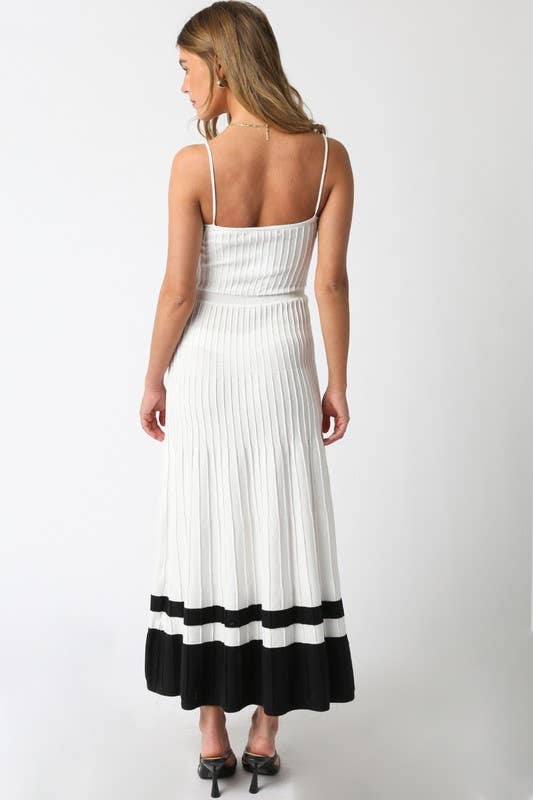 The Adelaide Knit Maxi Dress in Wine and Ecru