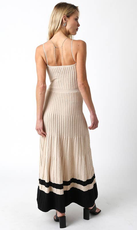 The Adelaide Knit Maxi Dress in Wine and Ecru