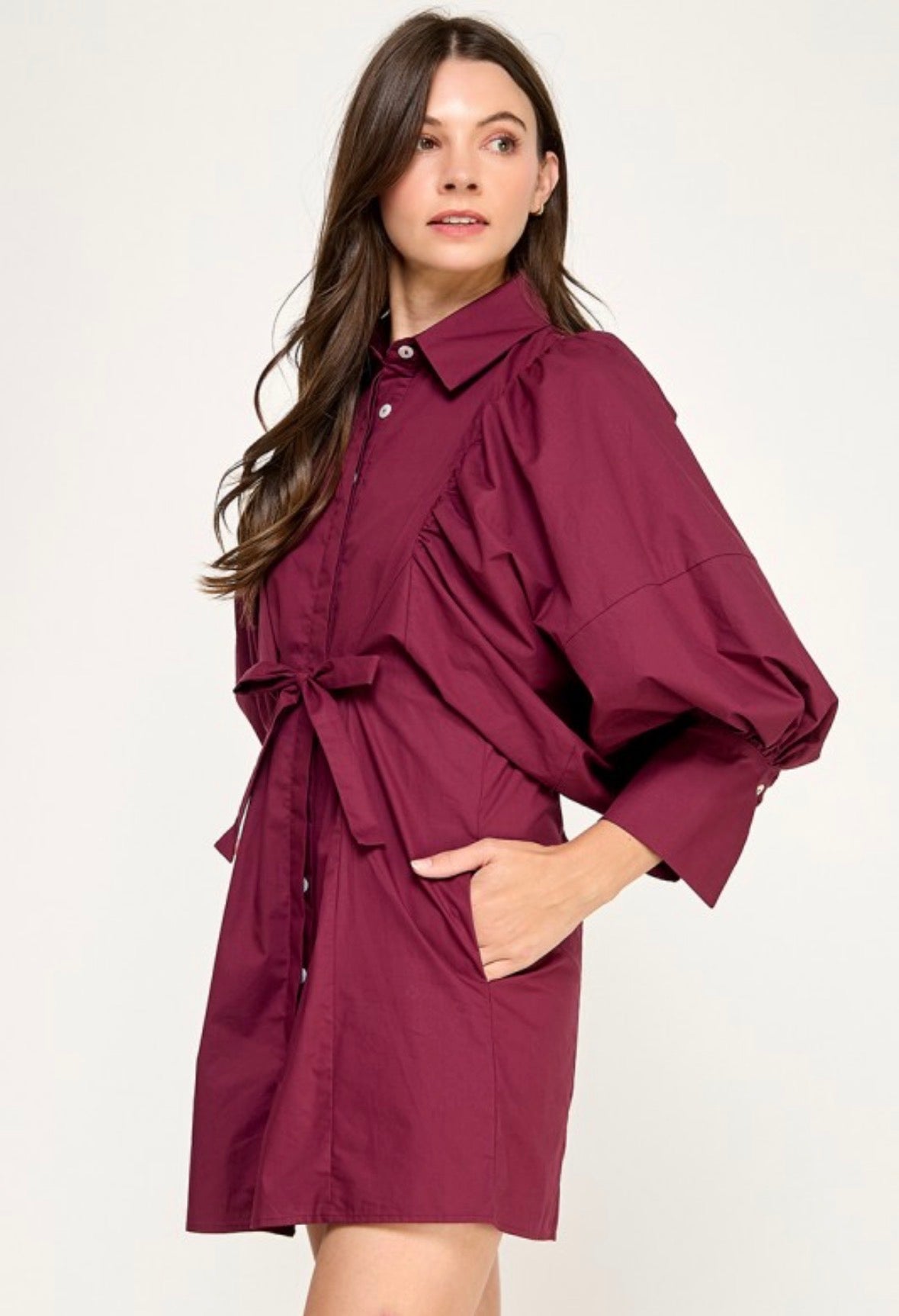 The Brynn Tie-Waist Mini Dress - Plum