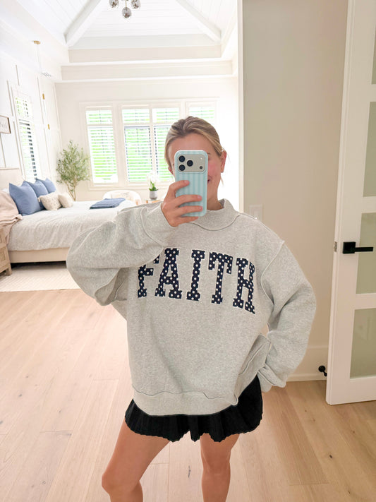 FAITH Embroidered Polka Dot Mockneck￼