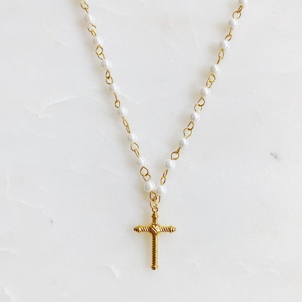 Hallelujah Pearl Cross Pendant Necklace
