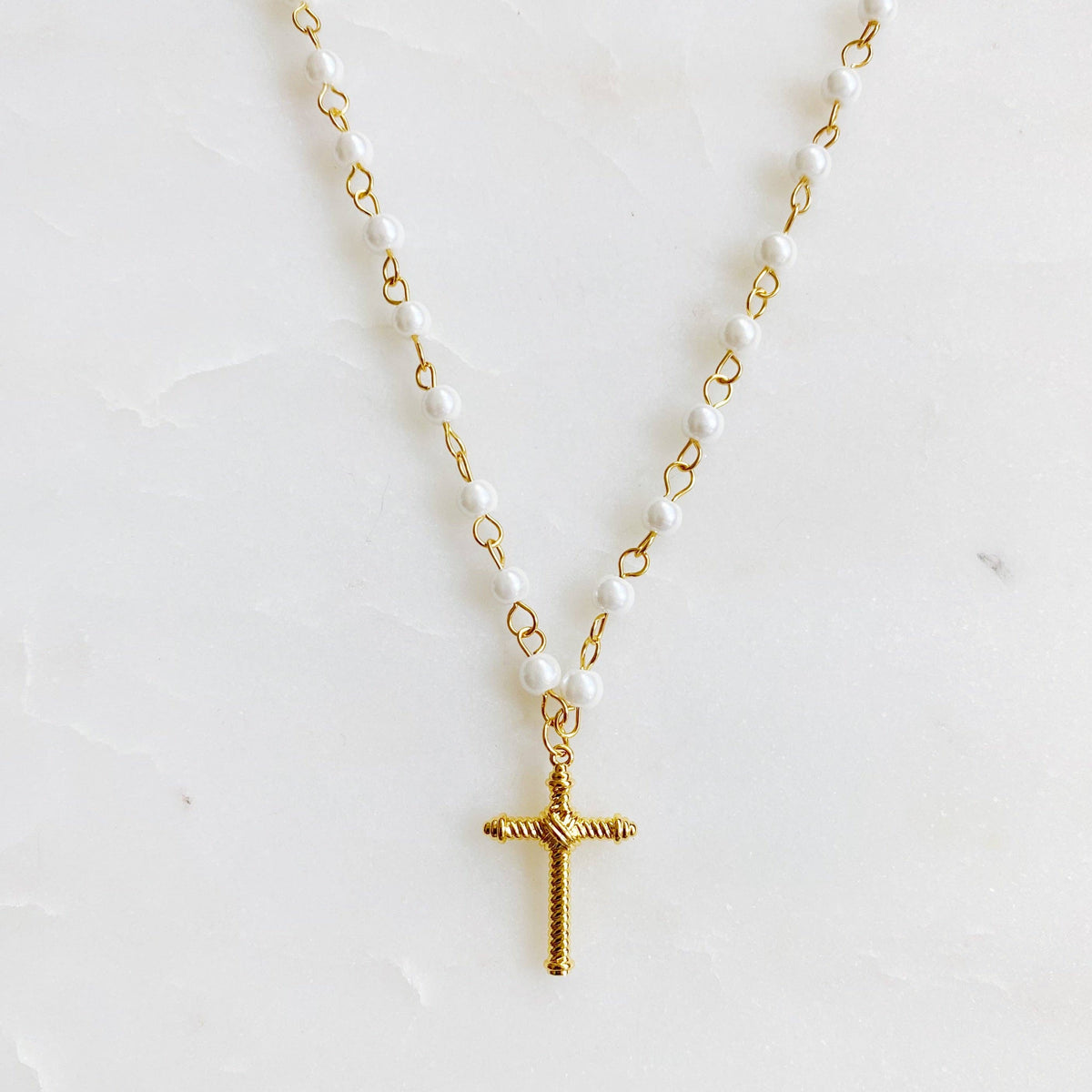 Hallelujah Pearl Cross Pendant Necklace