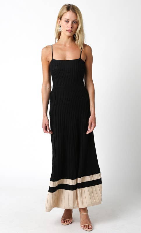 The Adelaide Knit Maxi Dress in Wine and Ecru