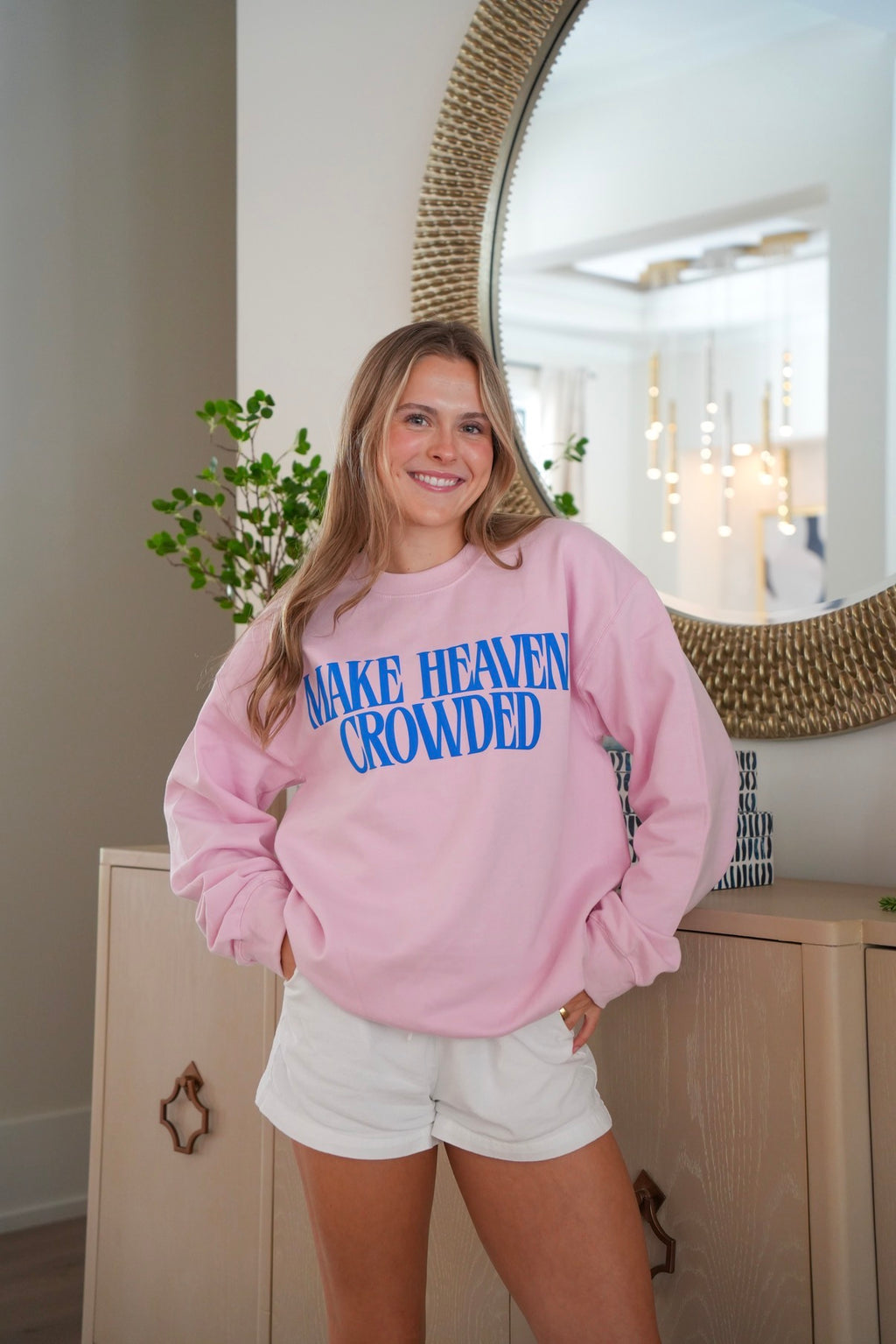 Make Heaven Crowded Puff Sweatshirt in Light Pink