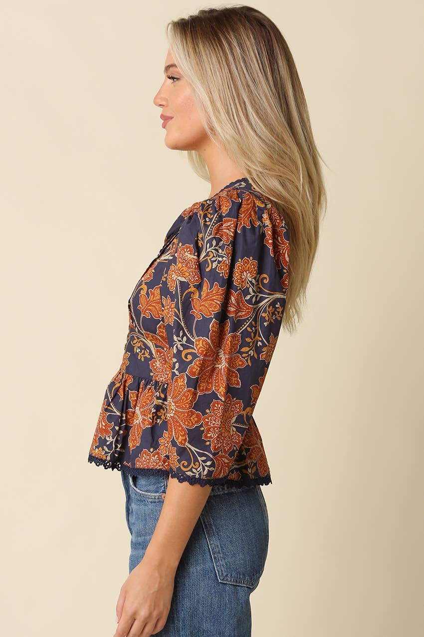 Adeline Floral Peplum Blouse