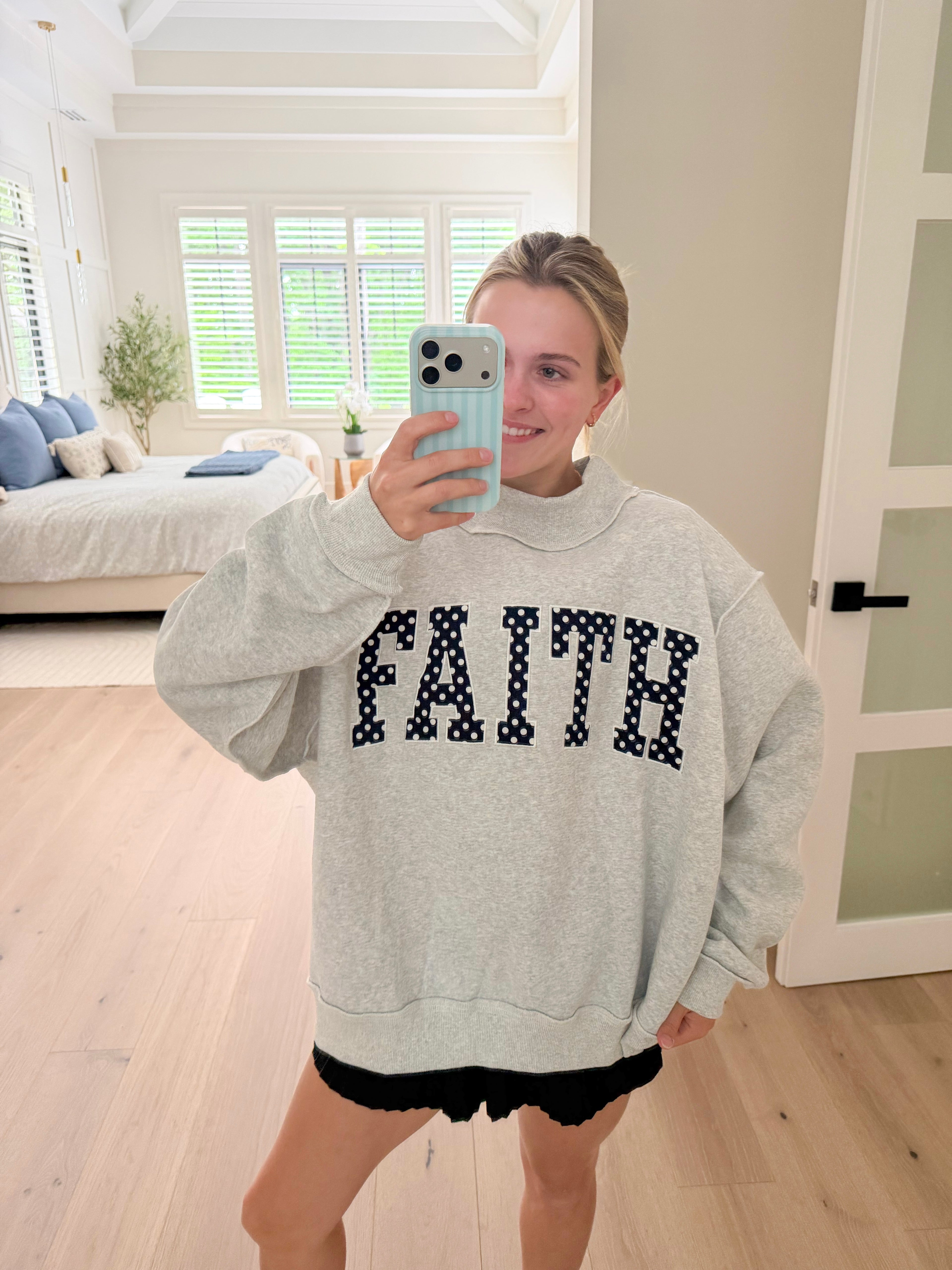 FAITH Embroidered Polka Dot Mockneck￼
