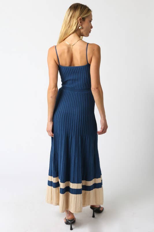 The Adelaide Knit Maxi Dress in Teal and Khaki