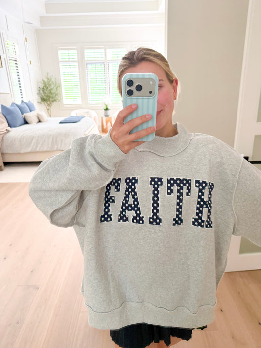 FAITH Embroidered Polka Dot Mockneck￼