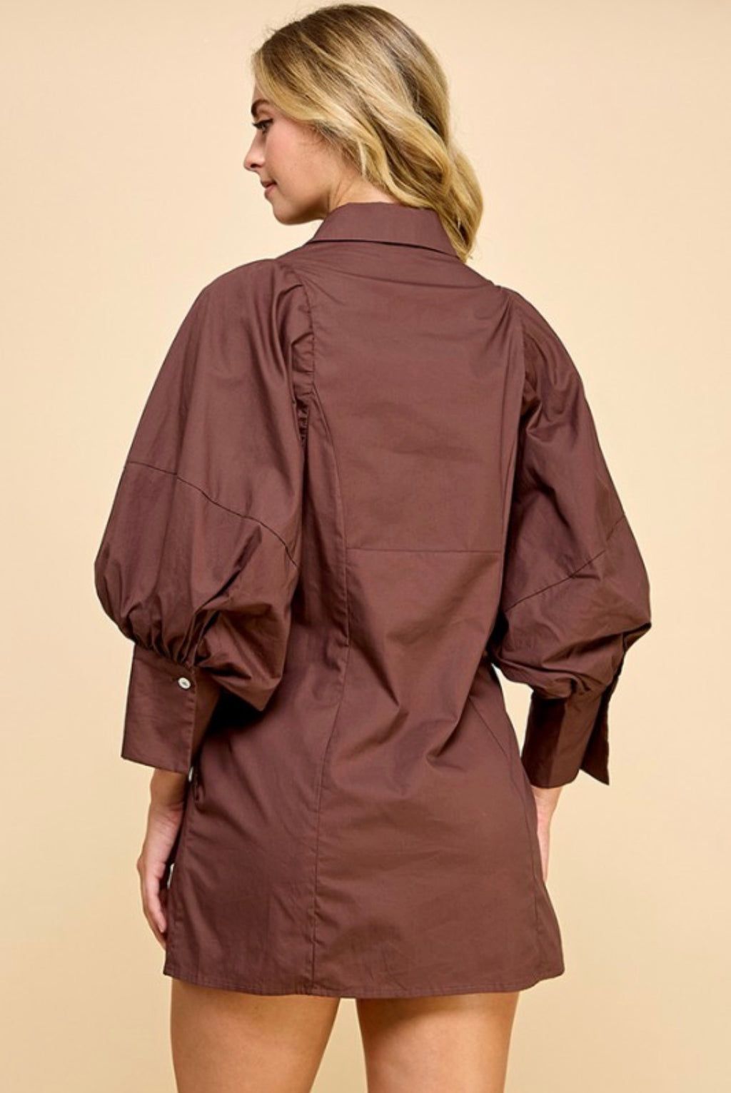 The Brynn Tie-Waist Mini Dress - Mocha