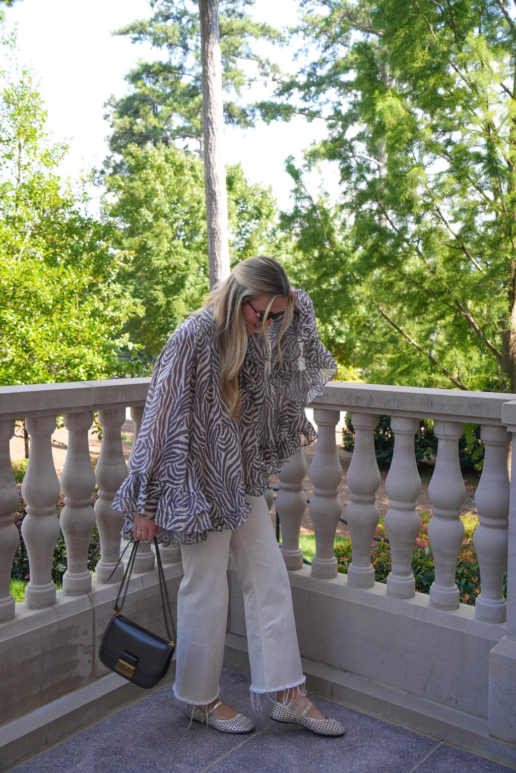 Margot Zebra Ruffle Blouse