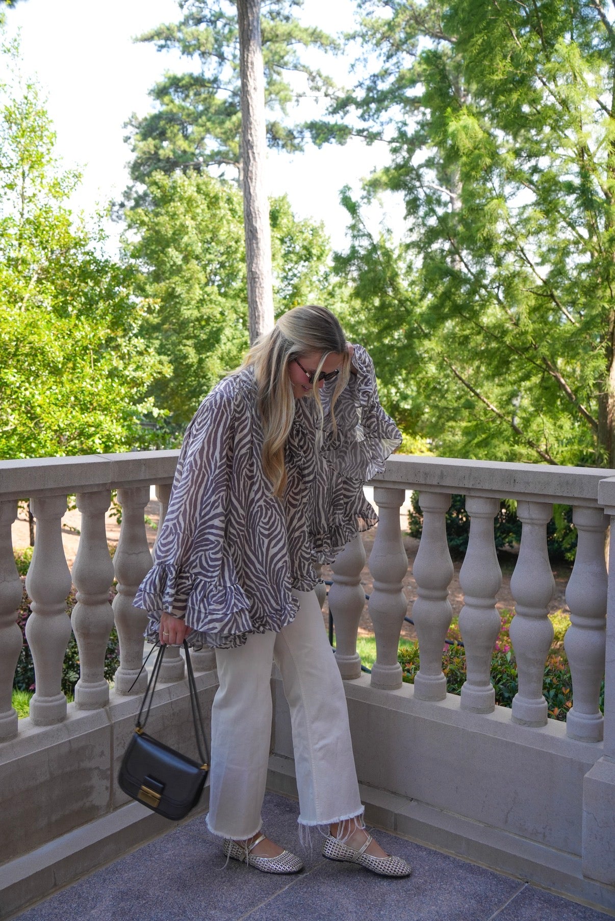 Margot Zebra Ruffle Blouse