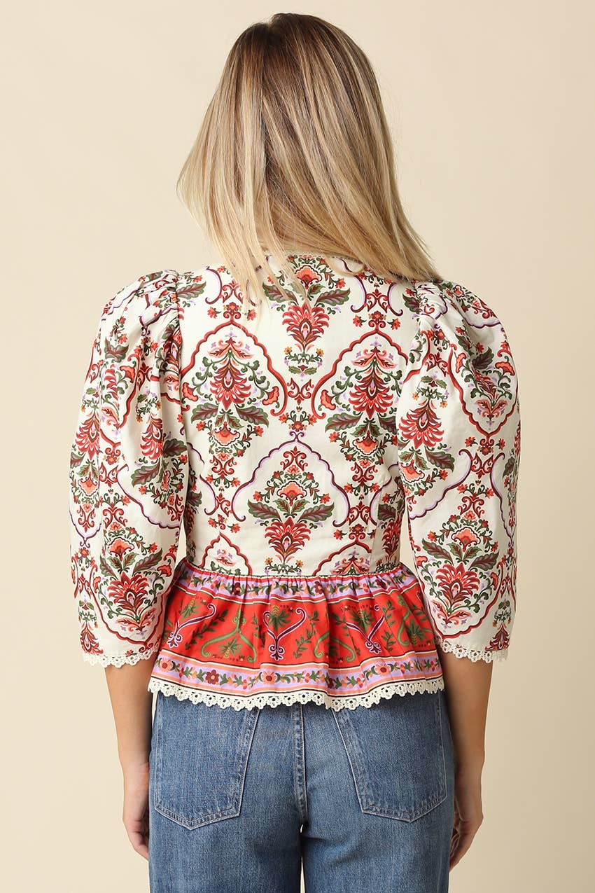 *PREORDER* Eloise Floral Peplum Blouse (Ships 10/8)
