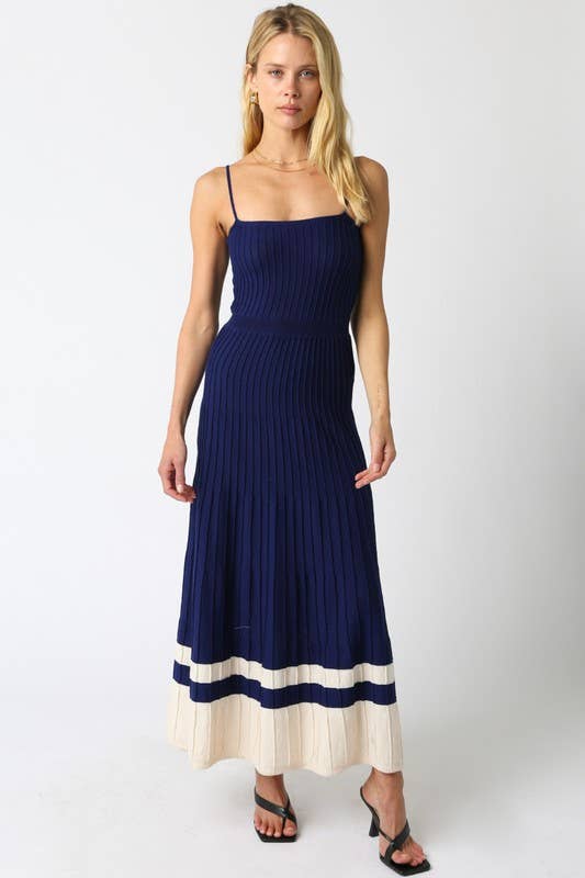 The Adelaide Knit Maxi Dress in Wine and Ecru