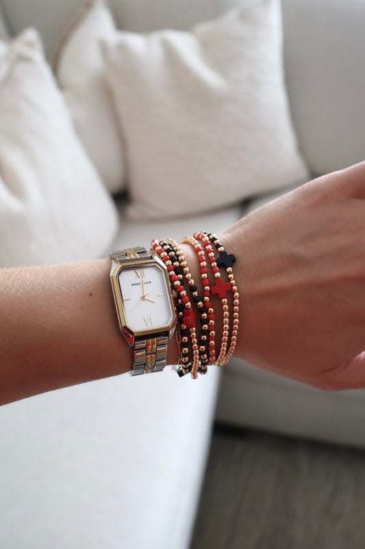 Gameday Red and Black Bracelet Stack (6 Bracelets)