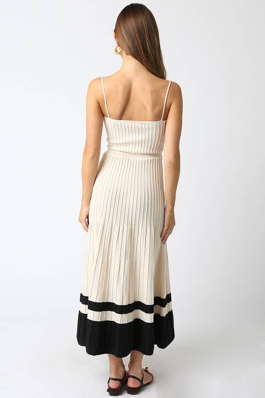 The Adelaide Knit Maxi Dress in Wine and Ecru