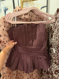 Chocolate Pleated Peplum Top