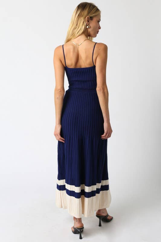 The Adelaide Knit Maxi Dress in Wine and Ecru