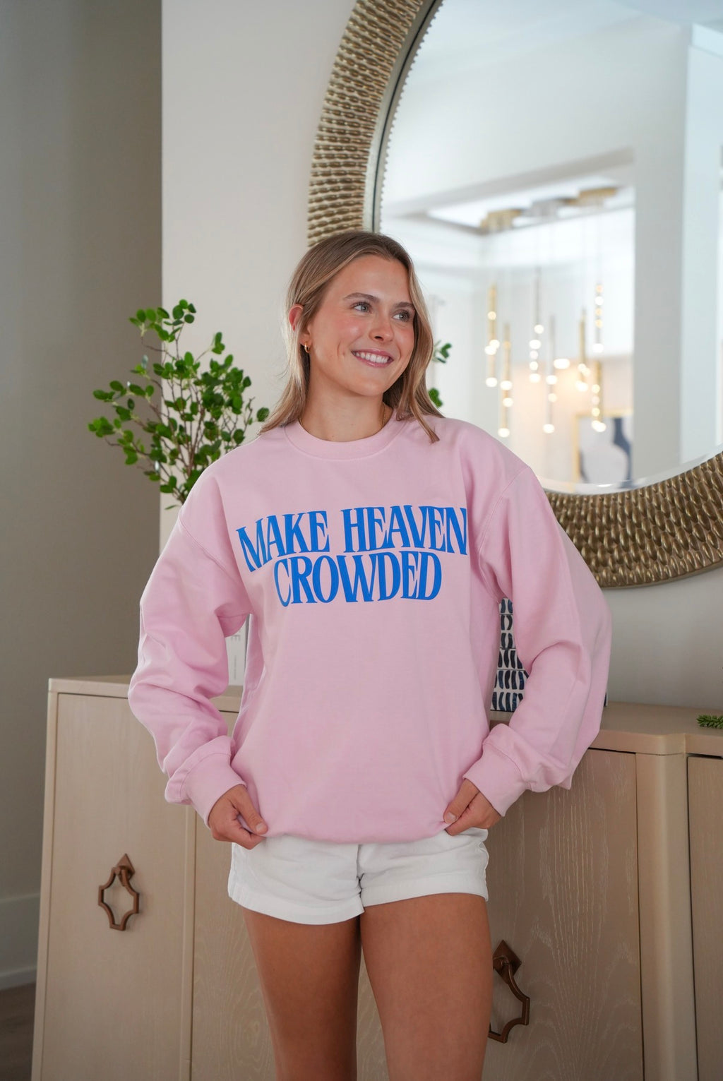 Make Heaven Crowded Puff Sweatshirt in Light Pink