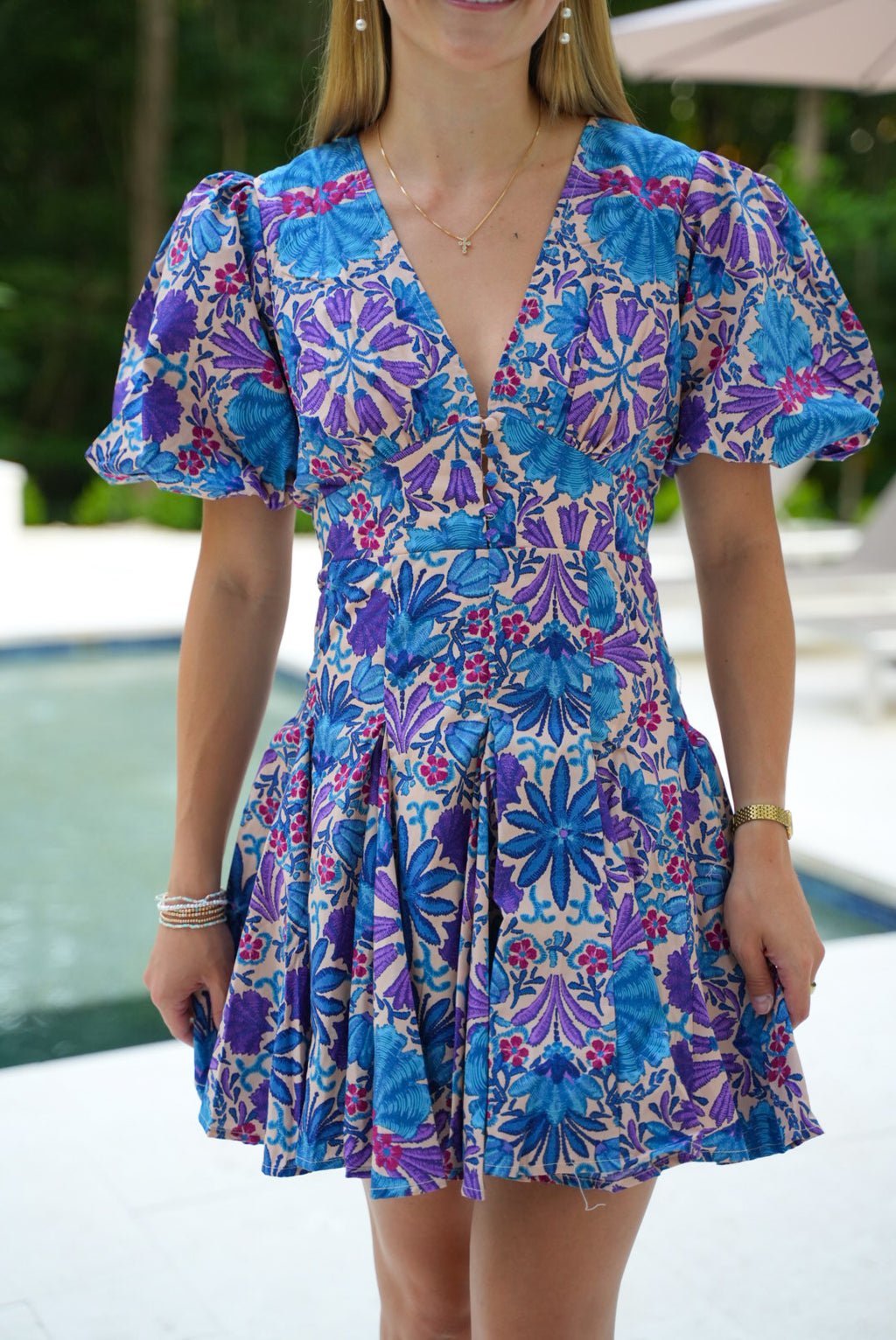 Ellison Floral Dress Cream/Purple