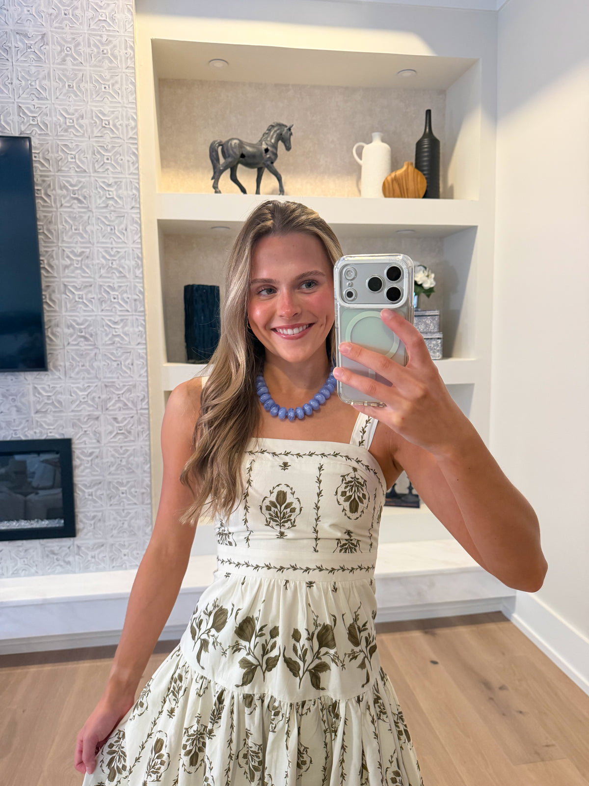 Bluebonnet Chunky Beaded Necklace in Blue