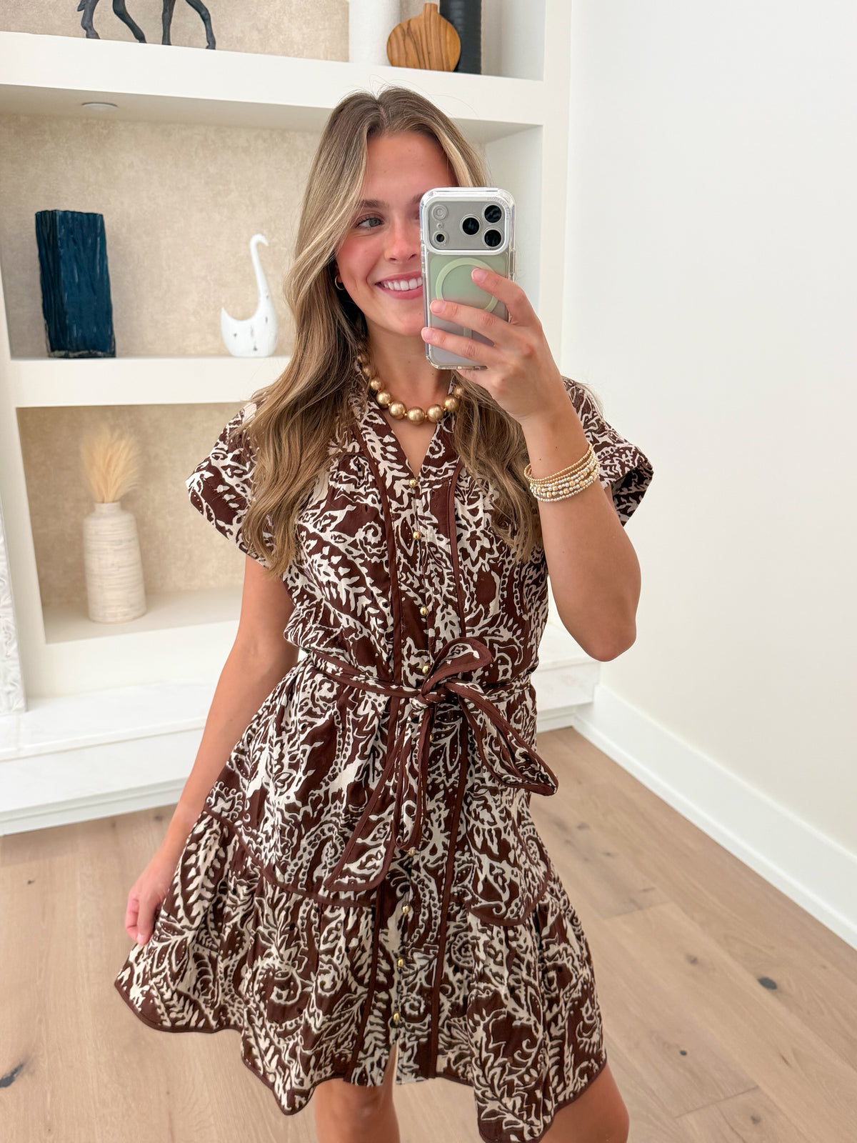 Chocolate Brown Eyelet Mini Dress