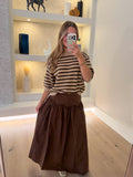 Espresso Taffeta Midi Skirt